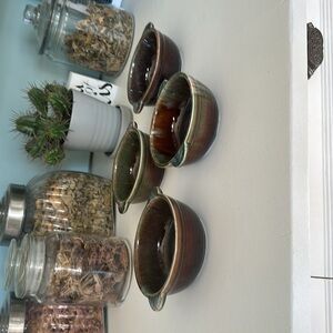 Sunburst Canada, Lethbridge, Alberta Handcrafted Ceramic Bowls x4 teal & brown
